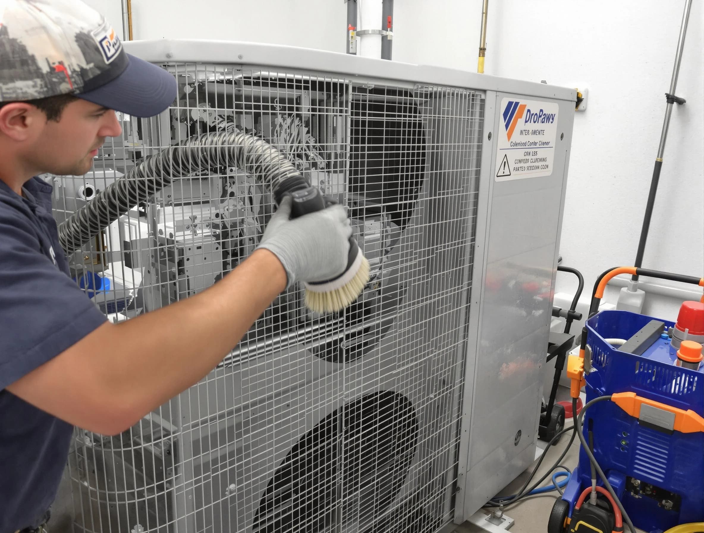 Hampton Air Duct Cleaning specialist performing precision AC coil cleaning for improved system performance in Hampton