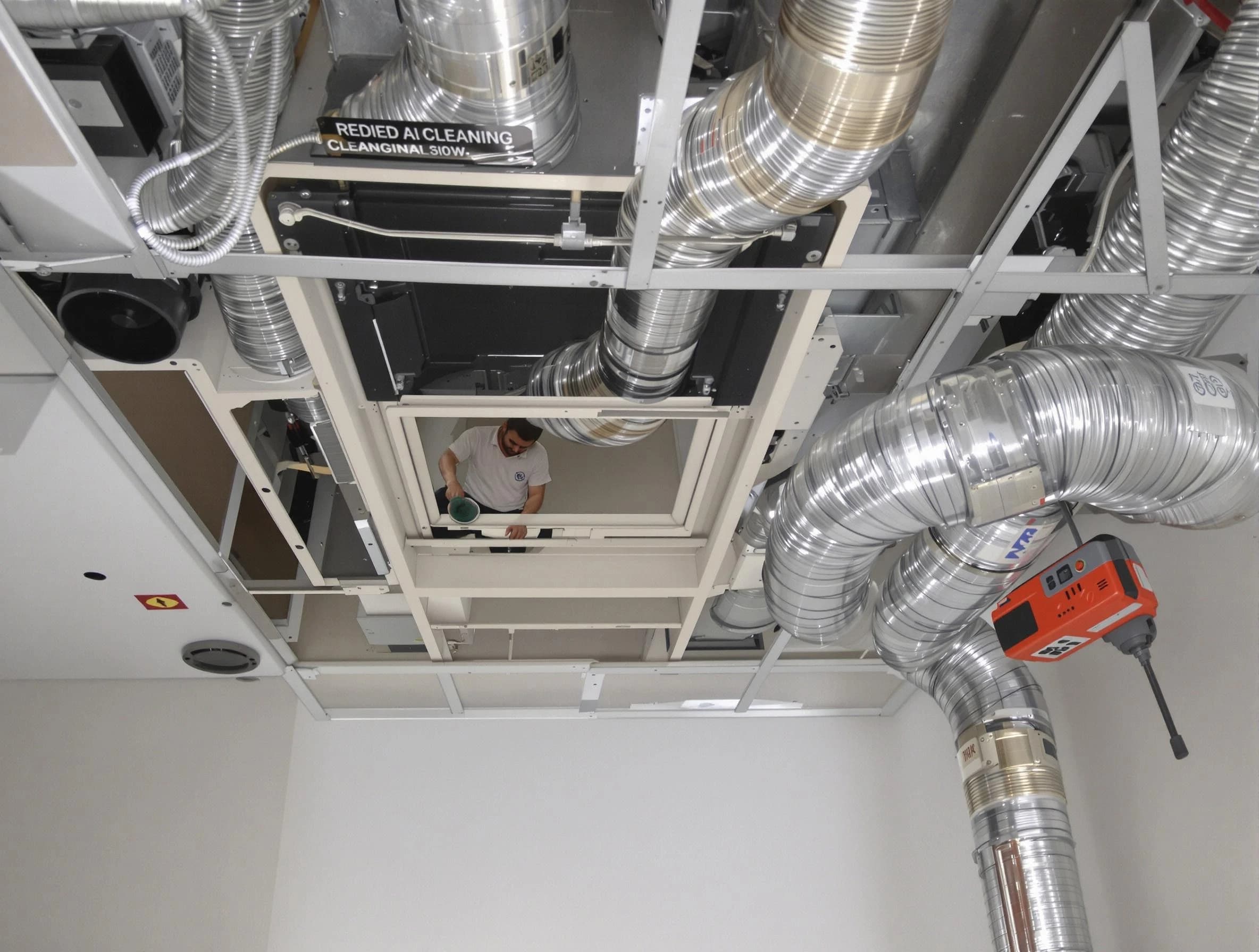 Hampton Air Duct Cleaning technician performing detailed central duct system cleaning in Hampton