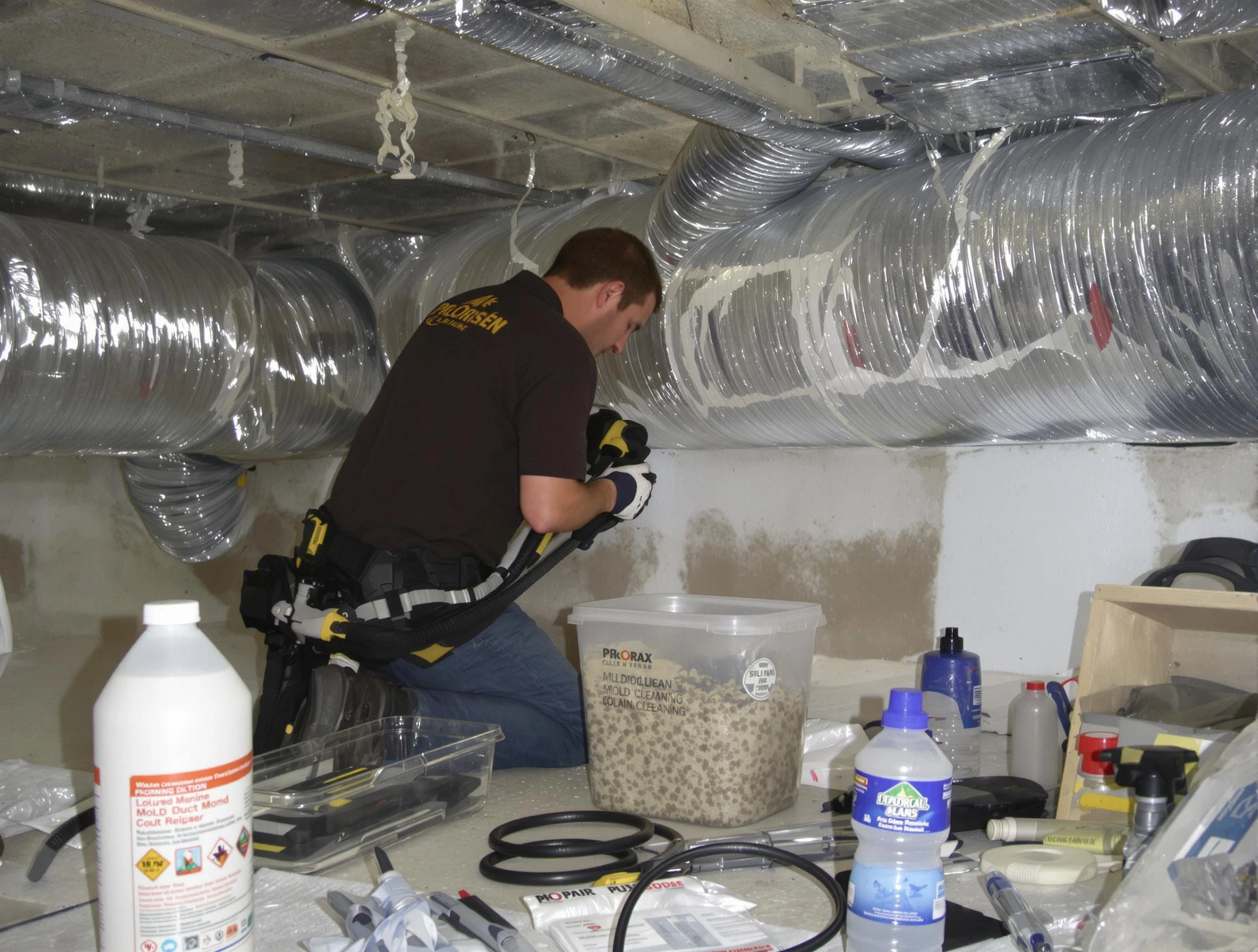 Hampton Air Duct Cleaning specialist performing professional mold removal from air ducts in Hampton